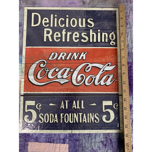 Coke Delicious 5 cents Tin Sign Wall Decor Metal Coca Cola Soda Man Cave 12.5x16 - Picture 2 of 3